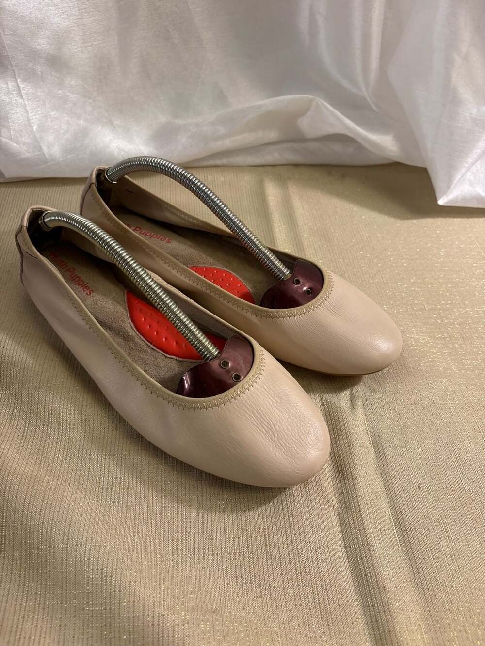 Hush Puppies Chaste Ballet Flat Beige Leather Shoes